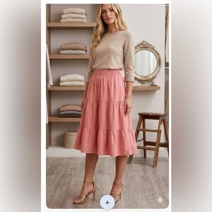Tiered Peachie Pink Cotton Skirt